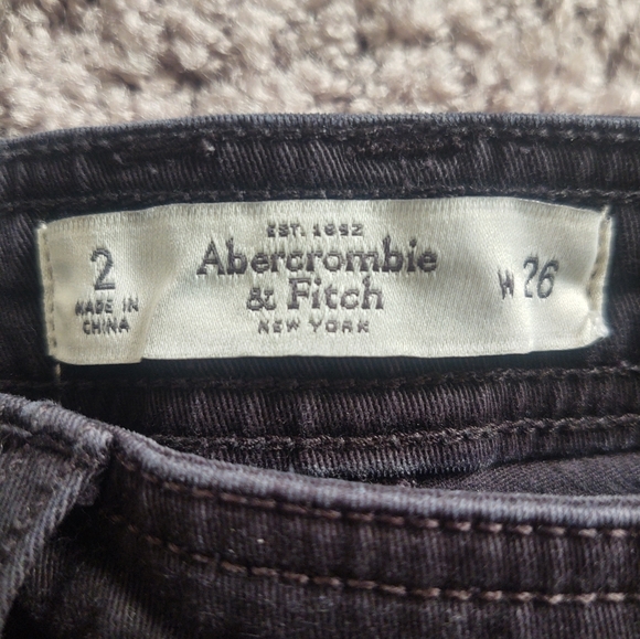 Abercrombie Black Skinny Jeans w/ Zipper Ankle, Waist Buttons - Picture 8 of 8